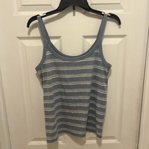 Aerie Blue and White Fitted Tank Top